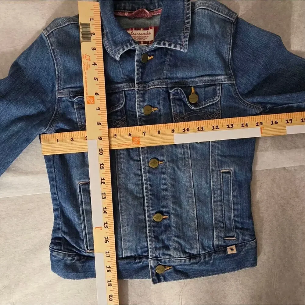 Vtg Y2K Abercrombie Kids Distressed Trucker Style Jean Jacket Size XL